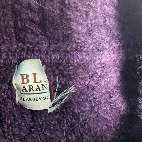 Blarney Aran Wool Royal Purple Fiona One Button Cardigan - Picture 2 of 7
